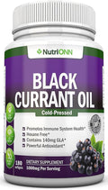 Black Currant Oil - 1000 Mg - 180 Softgels - Cold-Pressed Pure Black Currant Seed Oil - Hexane Free - 140mg GLA Per Serving - Regulates Hormonal Balance - Great For Immune System, Hair and Skin