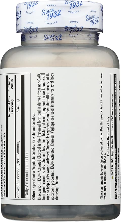 KAL Charcoal, 280 mg, 100 Capsules
