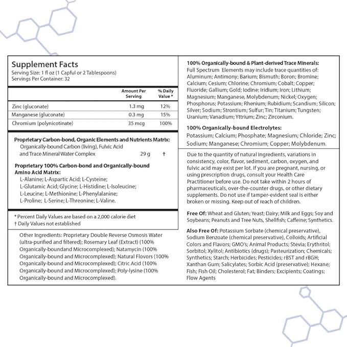 Drucker Labs - intraMIN Organic Liquid Minerals Supplement for Men, Women, Kids, Immune and Muscle Support, Non GMO, Gluten Free, Vegan, Electrolytes, Sugar Free (32 oz.,Unflavored)