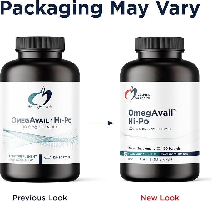 Designs for Health OmegAvail Hi-Po - TG (Triglyceride) Omega-3 Fish Oil Supplement, 1600mg EPA/DHA per Serving with Lemon + Vitamin E to Minimize Fishy Taste (120 Softgels)