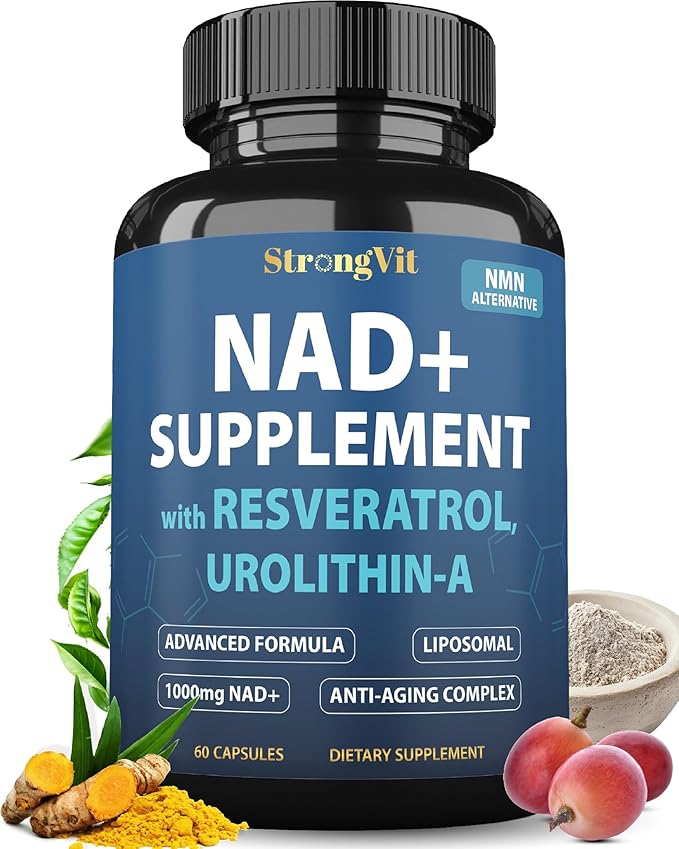 NAD Resveratrol Supplement for Women & Men. Support Cellular Health, Energy + Healthy Aging. High Potency Blend, Plus Third-Party Lab Tested in USA (60 Capsules)