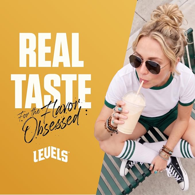 Levels Whey Protein Powder, No Artificials, Vanilla Bean, 12 Count | 24G of protein and 5.4G BCAAs per scoop, made with hormone-free dairy, zero junk, no fillers, no added sugar, certified clean