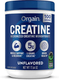Orgain Creatine Monohydrate Micronized Powder, 100 Servings, Unflavored, Supports Muscle Growth, Post Workout Recovery and Brain Health, No Artificial Additives, for Men & Women (Packaging May Vary)