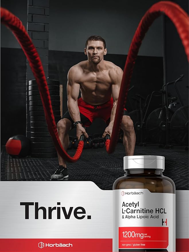 Horbäach Acetyl L Carnitine HCL & Alpha Lipoic Acid 1200mg | 120 Capsules | ALC ALA Complex | Non-GMO & Gluten Free Supplement