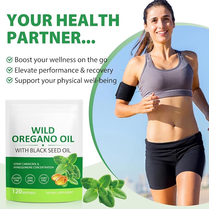 WHLH & WELL-BEING Oil of Oregano with Black Seed Oil Softgels, Oregano Oil Capsules, Non-GMO, Gluten Free, 240