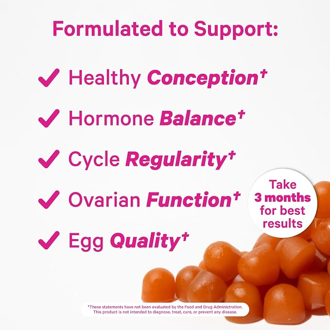 Pink Stork Premium Fertility Gummies for Women, 60 Gummies, 2 Pack | Prenatal Conception Supplements