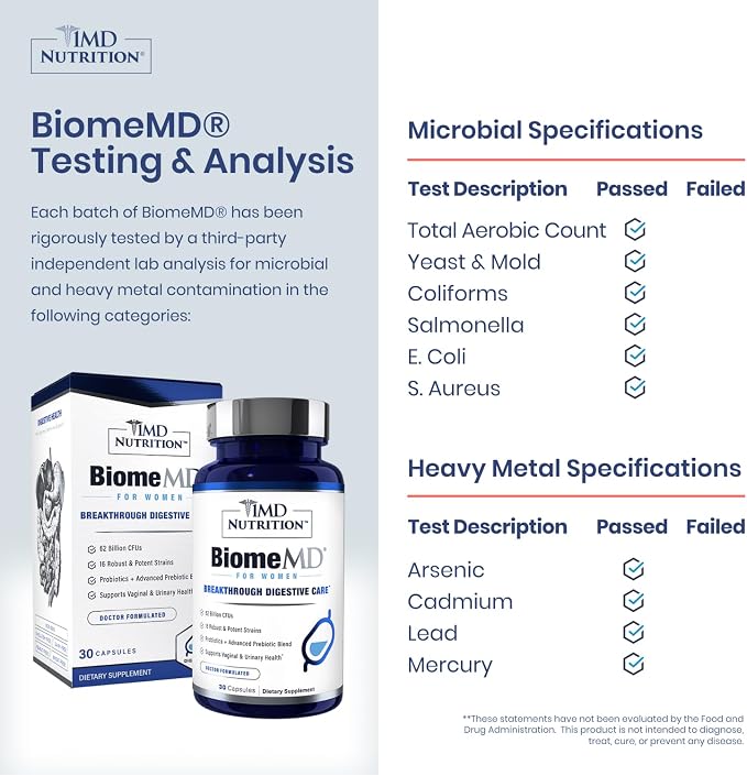 1MD Nutrition BiomeMD Probiotics | 62 Billion CFUs, 15 Comprehensive Strains - Pro & Prebiotics | Doctor-Formulated for Digestive Health & Immune Support | 60 Capsules