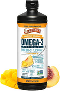 Barlean's Omega 3 Fish Oil Liquid Supplement with Vitamin D for Men and Women, 1080mg of EPA and DHA Fatty Acid, Promotes Brain & Heart Health - Non-GMO, Mango Peach, 32 oz