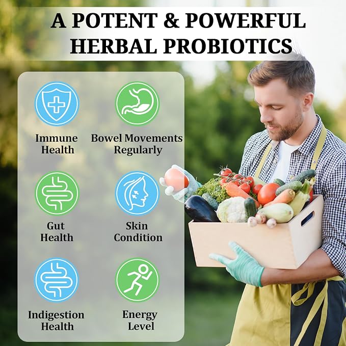Probiotics for Women & Men - 300 Billion CFU, 24 Strains Probiotics + 15 Organic Herbs Prebiotics for Digestive, Gut Health, Immune, Constipation, Diarrhea & Whole-Body Health - 4 Months Supply