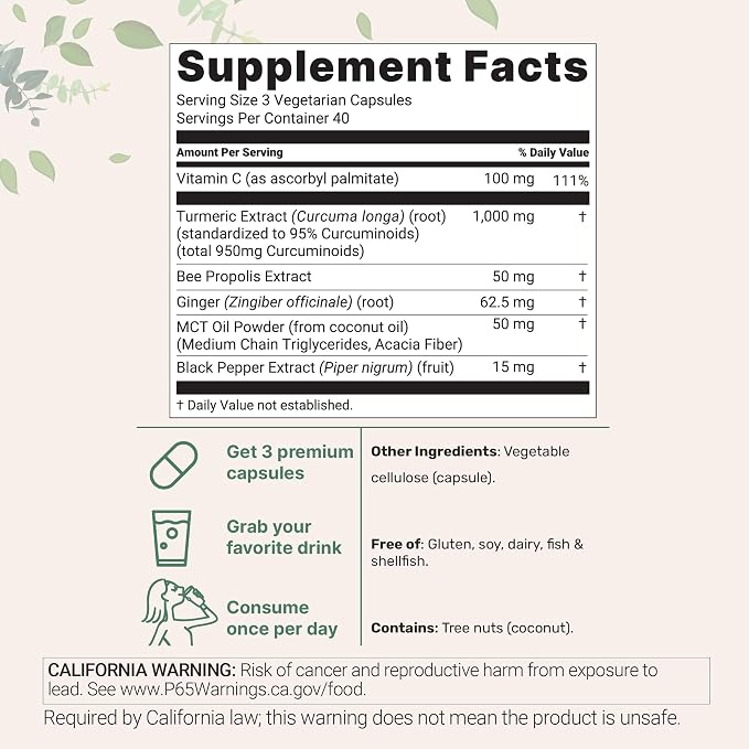 Micro Ingredients Pure Turmeric Curcumin Supplement 1,000mg – 95% Curcuminoids with Black Pepper & Ginger – High Absorption for Joint & Antioxidant Support* – Filler Free, 240 Veggie Capsules