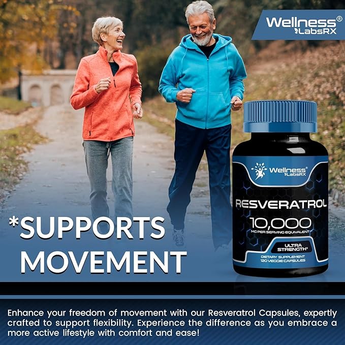 WELLNESS LABSRX Resveratrol 1000mg Capsules - 240 Count - Japanese Knotweed Extract Resveratrol - Pack of 2