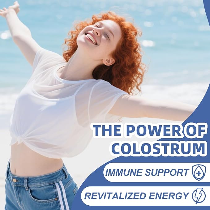 Colostrum Supplement 120 Capsules for Humans - Organic Bovine Colostrum Powder for Gut Health, Hair Growth, Beauty, and Immune Support - Unflavored (120 Capsules)
