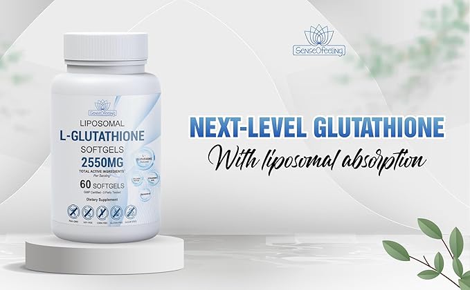 Liposomal Glutathione Supplement High-Potency Antioxidant L-Glutathione Supplement Collagen Resveratrol Hyaluronic Acid Support Skin Health & Overall Wellness 2550mg Active Ingredients 60 Softgels (2)