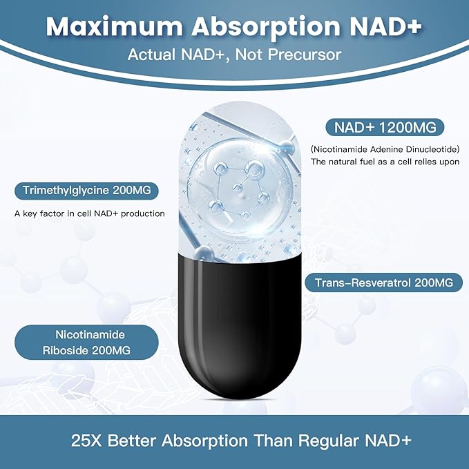inGreens Liposomal NAD+ Supplement 1800 mg with Nicotinamide Riboside, Trans Resveratrol, Trimethylglycine，Replaces NMN, Boost NAD+, Aging Defense，Cellular Energy, 240 Softgels