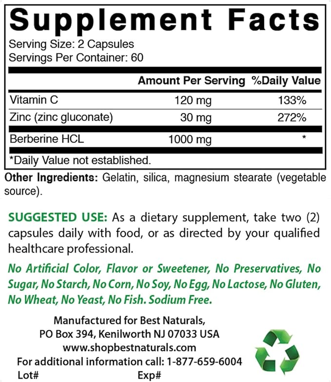 Best Naturals Alpha Lipoic Acid 300 mg & Berberine Plus 1000 mg