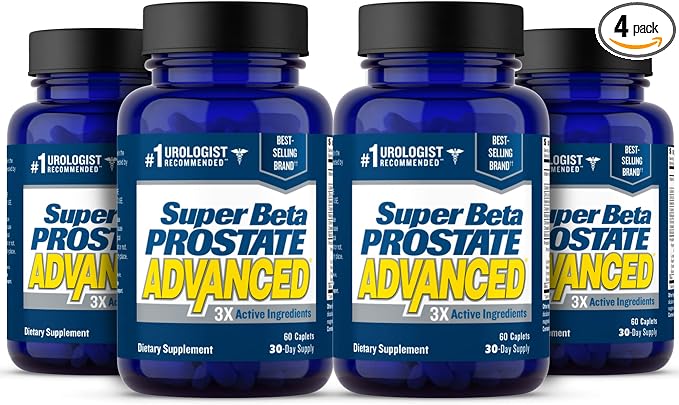 SUPER BETA PROSTATE Advanced – Promote Sleep, Support Bladder Emptying. Prostate Support Supplement for Men's Health with Beta Sitosterol, not Saw Palmetto. (240 Caplets, 4-Pack)