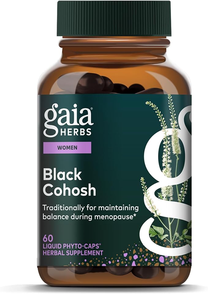 Gaia Herbs Black Cohosh - Menopause Support Supplement to Help Support Hormone Balance & Health for Women* - with Black Cohosh - 60 Vegan Liquid Phyto-Caps (60 Servings)
