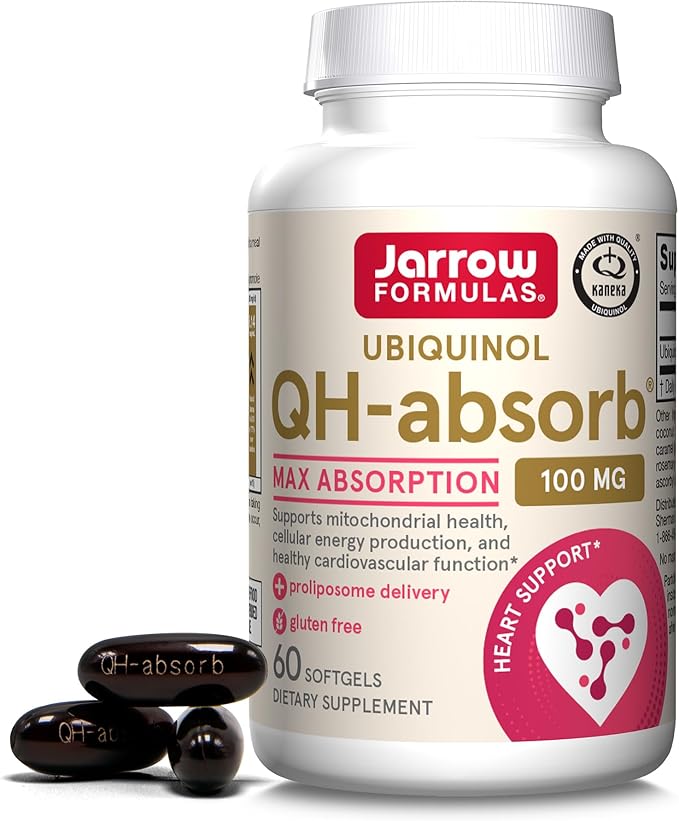 Jarrow Formulas QH-Absorb Ubiquinol 100mg - 60 Softgels - High Absorption & Active Antioxidant Form of Co-Q10 - Supports Mitochondrial Energy Production & Healthy Cardiovascular Function