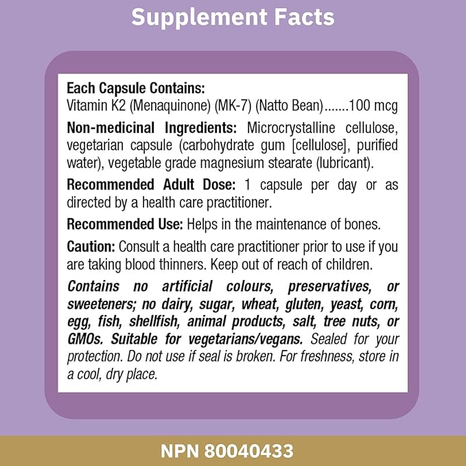 Bioclinic Naturals - Vitamin K2 100 mcg. - 90 Vegetarian Capsules