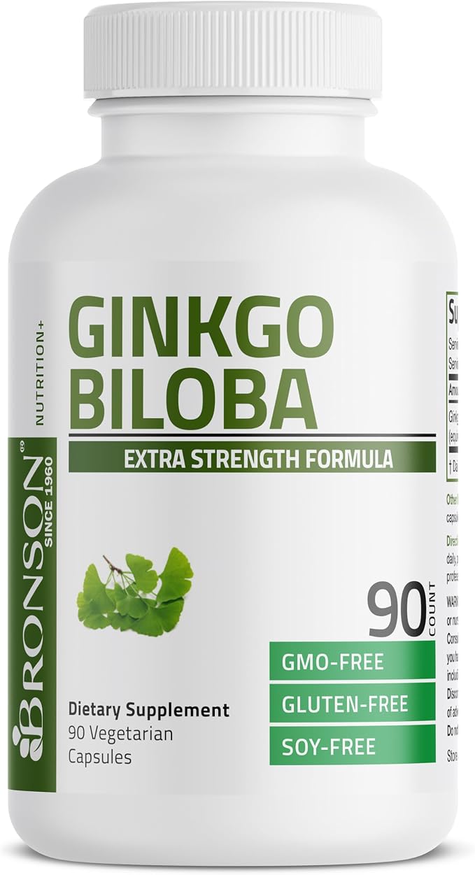 Bronson Ginkgo Biloba Extra Strength Supports Brain Function & Memory, 90 Vegetarian Capsules
