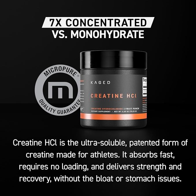 Kaged Creatine HCl Capsules | 7X Concentrated vs Mono | Muscle Building & Recovery | High Absorption | No Bloating | Creatine for Men & Women | Vegan, Gluten Free | Unflavored | 75 Servings