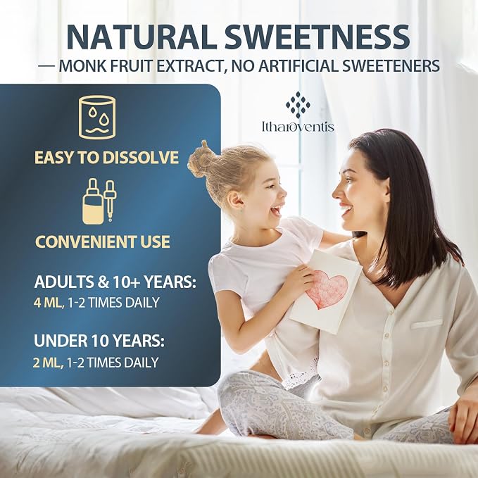 Itharoventis Zeolite Drops for Kids and Adults, Zeolite Clinoptilolite Liquid with Methyl Vitamin B12 & D3 for Gut & Speech, Immune, Bone, Energy, Monk Fruit Flavor, 8 Fl Oz