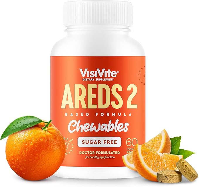 VisiVite AREDS 2 Sugar-Free Eye Vitamins - Alternative to Lutein Gummies for Eyes - Lutein for Eye Health - Premium Sugar-Free Eye Vitamins - Eye Care Supplements for Adults (Chewable Tablets)