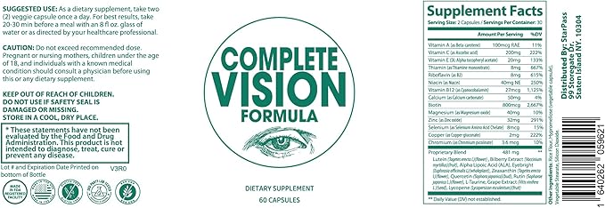 Pure Eye Health Vitamin & Mineral Supplements for Adults | Complete Research Vision Formula w/Bilberry, Lutein, Zeaxanthin, Lycopene, Resveratrol 60 Caps (3 Pack)