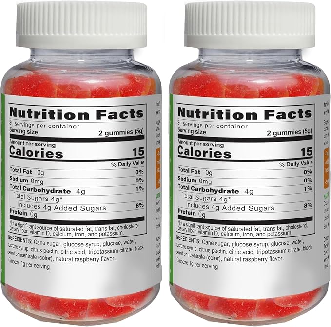 YUM-V'S Glucose Gummies – Fast Acting Glucose Chewable Gummies – Great Tasting – Gluten Free, Vegan, Non-GMO – Berry Natural Flavor – 60 Chewable Gummy for Adults & Kids (Pack of 2)
