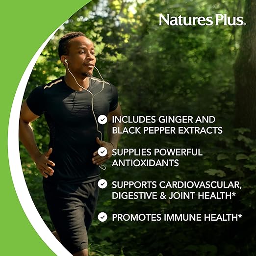 NaturesPlus Gummies Turmeric Curcumin - 60 Gummies, Peach - Supports Joint, Digestive & Cardiovascular Health - Vegan, Gluten Free, Non-GMO - 30 Servings