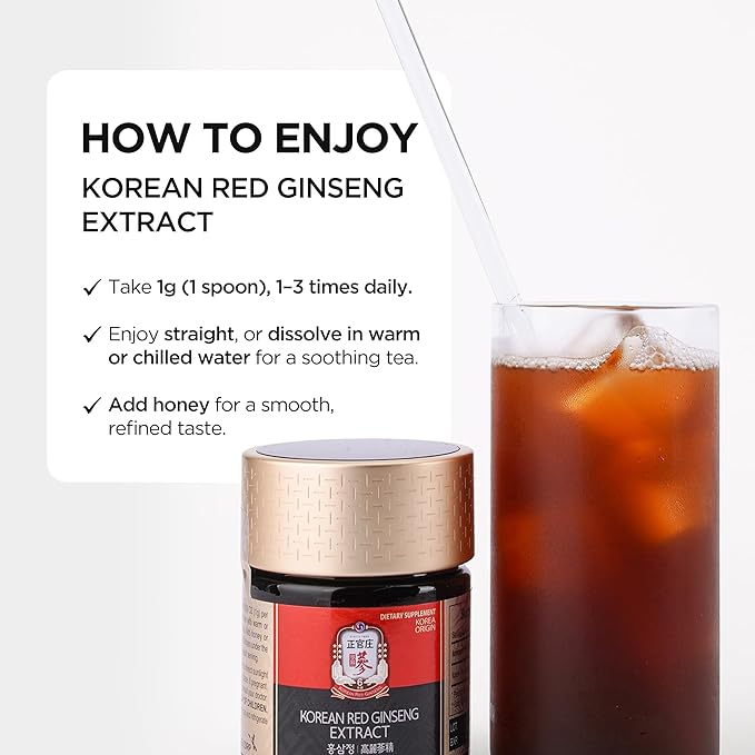 JUNG KWAN JANG Korean Red Panax Ginseng Extract Extra Strength, Energy Boost, Performance, Boost Immune System, Stamina, Blood Circulation and Mental Health Support, Memory, Productivity - 240g