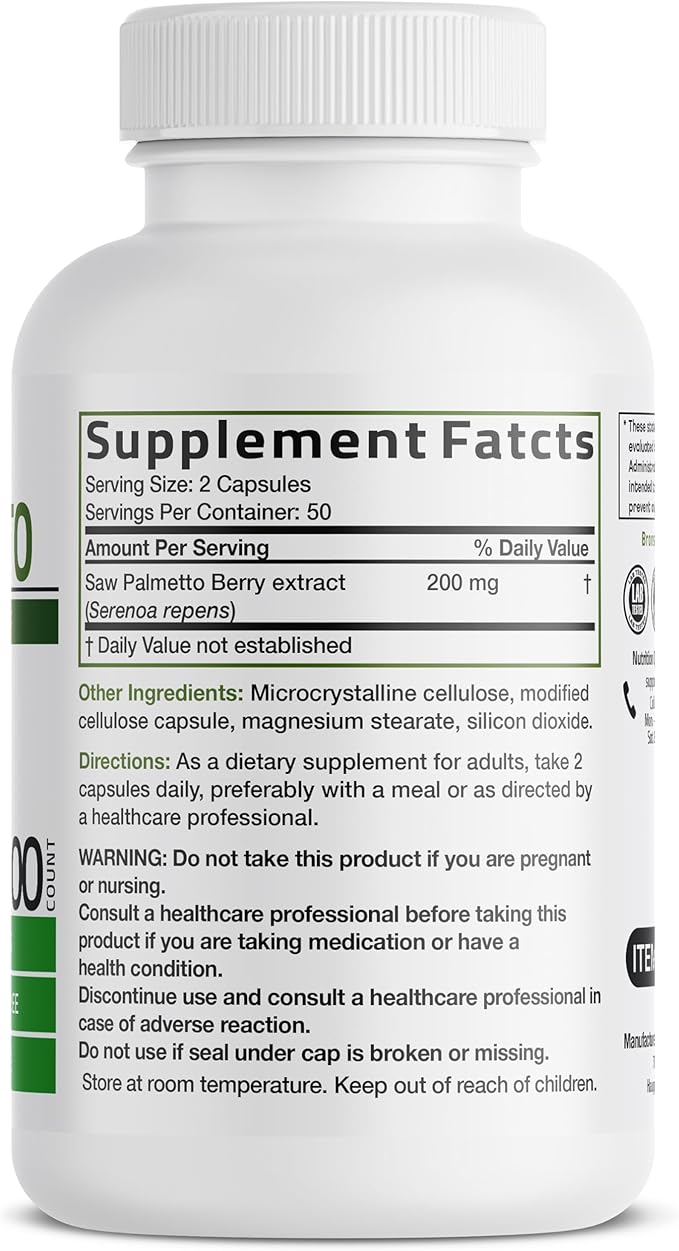Bronson Saw Palmetto Extra Strength Supports Healthy Prostate Function & Urinary Health Support - Non GMO, 100 Vegetarian Capsules