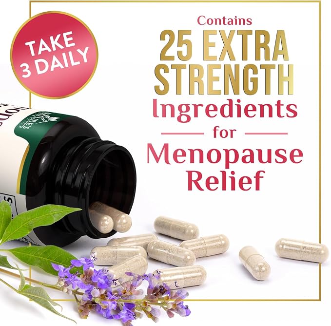 Menopause Supplement for Women - Natural Menopause Relief Support for Mild Hot Flashes & Night Sweats - Best Probiotics for Women, Dong Quai, Black Cohosh, Ashwagandha - Bottled in USA - 120 Capsules