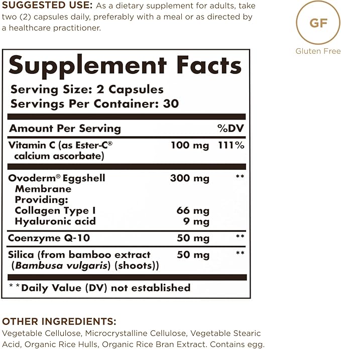 Solgar Advanced Collagen Builder with Vitamin C, Ovoderm, Coenzyme Q10 & Silica - 60 Capsules - Helps Your Body Build Collagen - 30 Servings