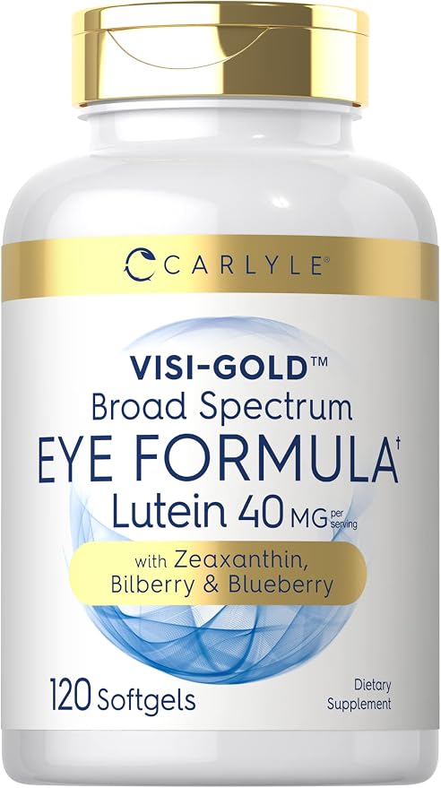 Carlyle Eye Health Supplement | 120 Softgels | with Lutein 40mg, Zeaxanthin, Bilberry and Blueberry | Broad Spectrum Eye Support Vitamins | Non-GMO, Gluten Free Formula