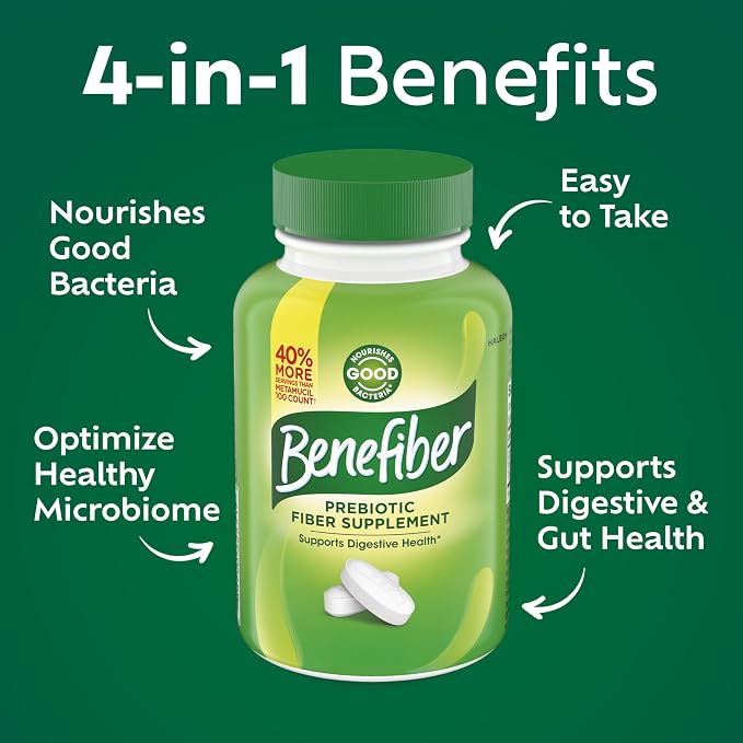 Benefiber Prebiotic GLP-1 Friendly Fiber Supplement Caplets, 84 Count