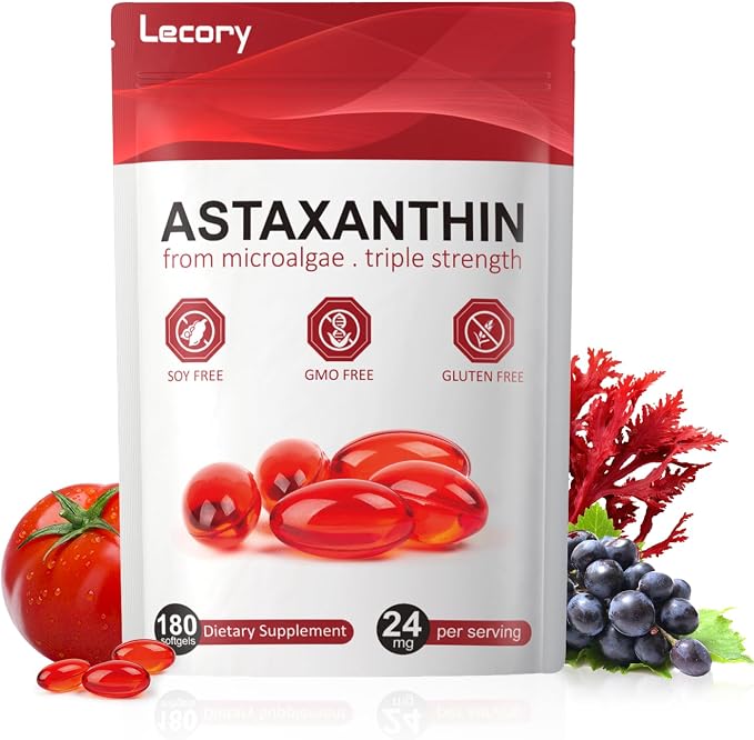 Astaxanthin 24mg, 180 Softgels | 6 Month Supply of Premium Antioxidant | Triple Strength for Eye, Immune, Skin & Circulation Support | Easy to Swallow, Non-GMO, Soy Free
