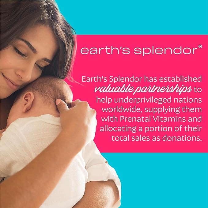 Earth's Splendor Prenatal Multivitamin: Supports a Healthy Pregnancy, Growth/Brain Development for Baby, Folic Acid, Iron, Non-GMO, MMS Studied Formulation - 6 Month Supply, 180 Tablets