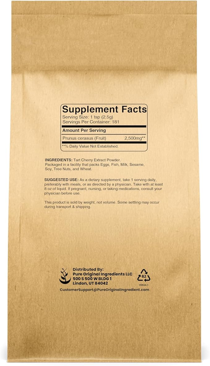 PURE ORIGINAL INGREDIENTS Tart Cherry Extract (1 lb) Non-GMO, Herbal Supplement