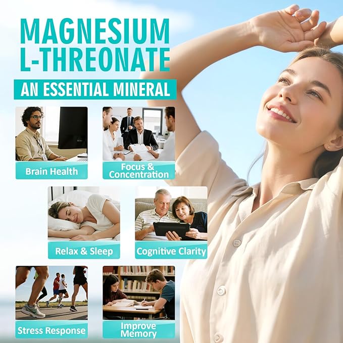 Magnesium L-Threonate 2000mg | 10-in-1 Supplement for Brain Health & Cognitive Support | High-Absorption Magnesium Threonate Capsules, 60 Count