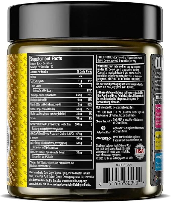 Performance Sports Gummies – Mental Clarity & Eye Health Support, Sour Citrus Jujube Flavor, Cognitive Focus & Vision Care Supplement, 80 Gummies