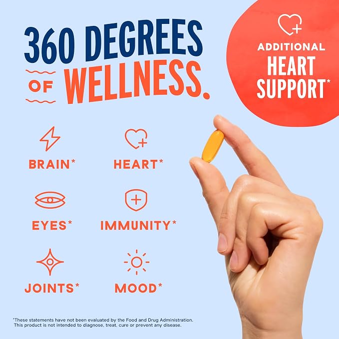 Oceanblue Omega 3 2100 with CoQ10 | Triple Strength Fish Oil Combo Supplement | 1350MG EPA 650MG DHA 150MG DPA with 150MG CoQ10 | Orange Flavor | Heart Support | 90 Softgels
