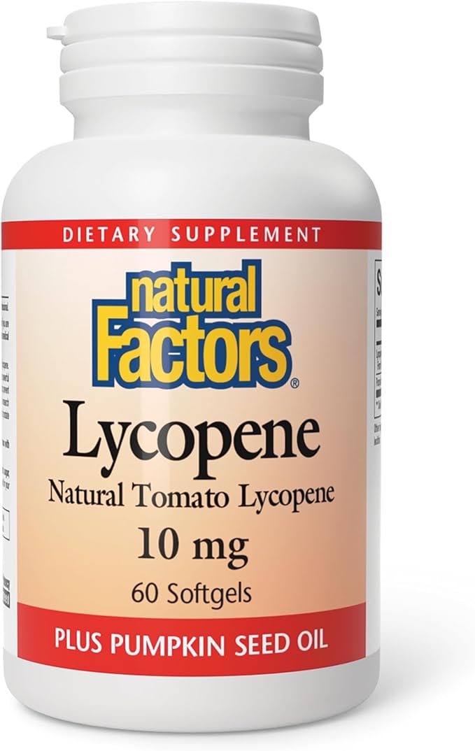 Natural Factors, Lycopene 10 mg, Antioxidant Support to Help Reduce Free Radical Damage with Pumpkin Seed, 60 softgels (60 servings)