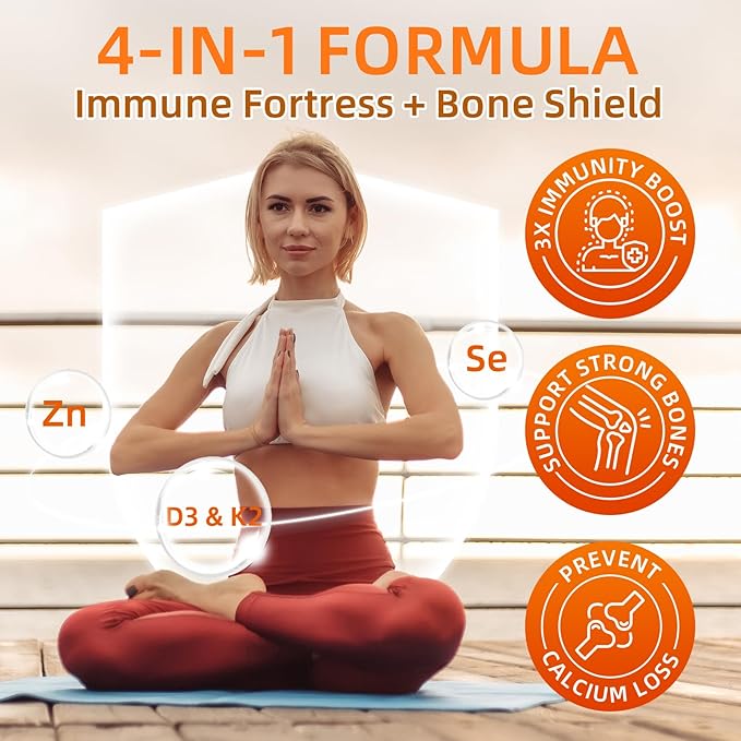 ZEBORA Vitamin D3+K2-5000 IU Vitamin D3 + 100 mcg K2 MK-7 - Maximum Absorption for Bone, Teeth, Heart & Immune Support - Easy to Swallow, Gluten-Free, 120 Capsules