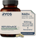 RYOS Nicotinamide Riboside NAD+ Supplement (500mg NR) with Resveratrol & Quercetin – Supports Healthy Aging & Cellular Energy – Pharmacist-Reviewed for Medication Awareness – REFUSEtoAGE- 60 Capsules