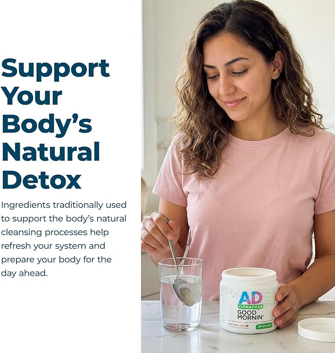 Project AD Life Good Morning Detox and Performance Drink, Naturally Flavored and Formulated with L-GLutamine, Apple Cider Vinegar, and Aloe Vera (24 Servings, Fresh Pressed Orange Juice)