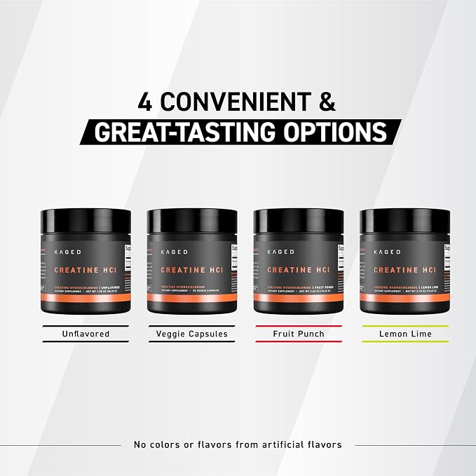 Kaged Creatine HCl Powder | 7X Concentrated vs Mono | Muscle Building & Recovery | High Absorption | No Bloating | Creatine for Men & Women | Vegan, Gluten Free | Lemon Lime | 75 Servings