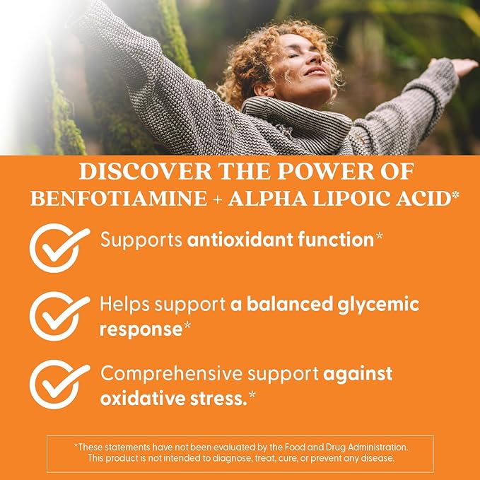 Doctor's Best Benfotiamine + Alpha Lipoic Acid (ALA) Nutritional Supplement - Support for Glycemic Balance & Metabolic Response, Benfotiamine 150 mg & Alpha-Lipoic Acid 300 mg Capsules - 60 Veg Caps