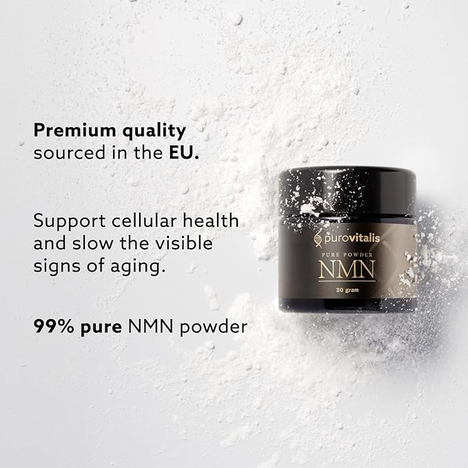PUROVITALIS NMN Powder, 99% Pure Longevir Nicotinamide Mononucleotide Supplement, NAD+ Boost for Cellular Health, Energy & Healthy Aging, 2-Month Supply (30g)