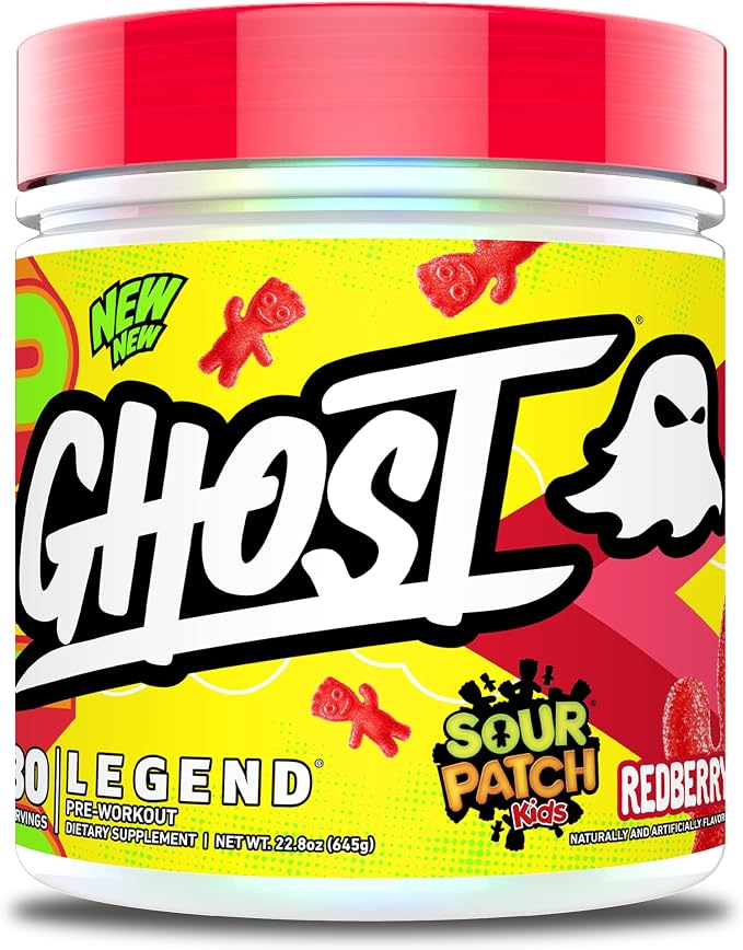 GHOST Legend Pre-Workout Powder, Sour Patch Kids Redberry - 30 Servings – Pre-Workout for Men & Women with Choline, L-Citrulline, & Beta Alanine for Energy & Focus